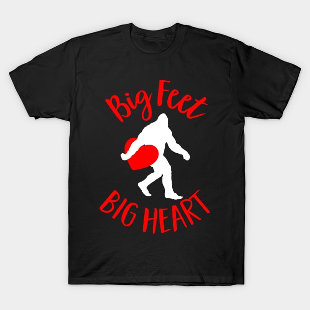 Big Feet, Big Heart Funny Bigfoot Valentines Day T-Shirt by Strangeology